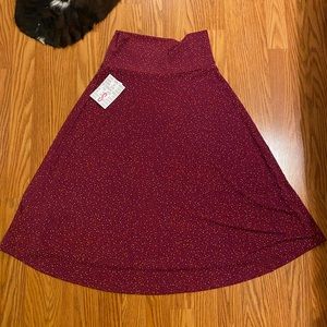 Lularoe Azure Skirt Burgundy Red Yellow Small